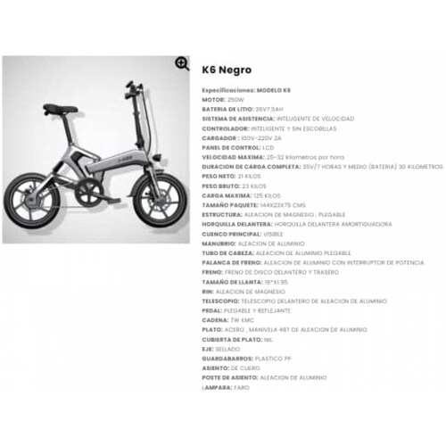 Bicicleta Eléctrica Plegable Marca I HEE de Alta tecnología 250W