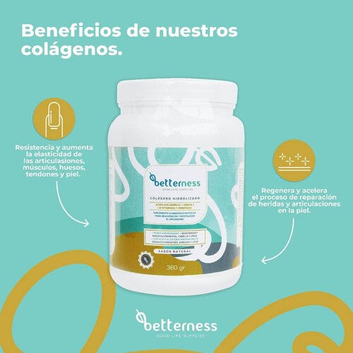 Colágeno Hidrolizado Polvo Betterness Omega 3 Vitaminas 360g