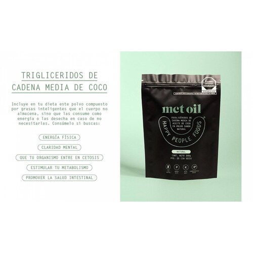 Mct Oil Polvo Triglicéridos Cadena Media Happy People Foods