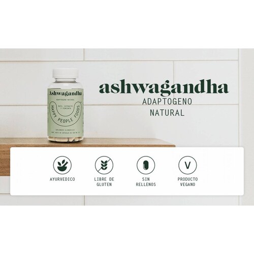 Suplemento Ashwagandha Happy People Foods 90 Capsulas 500mg