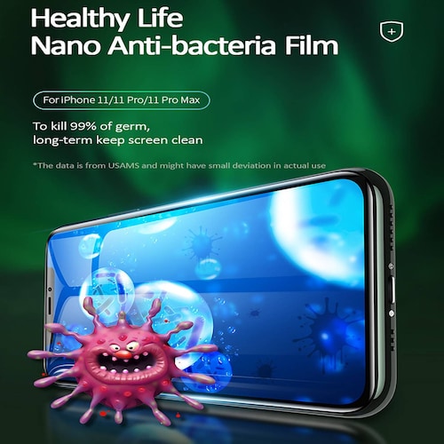 Mica iPhone XS Max / 11 Pro MAX Usams  Cristal Templado Anti bacterial