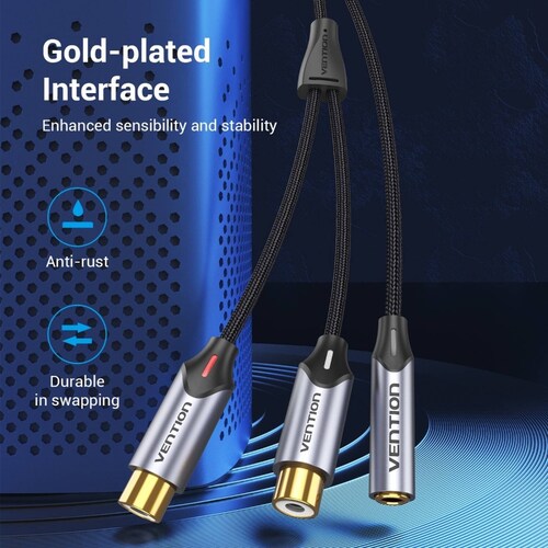 Cable De Audio Splitter Vention 3.5mm Macho A 2 Hembras 30cm