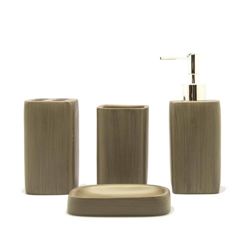 Set de accesorios de baño 4 piezas Café