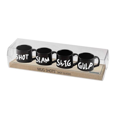Set de 4 tazas shot con diseño 