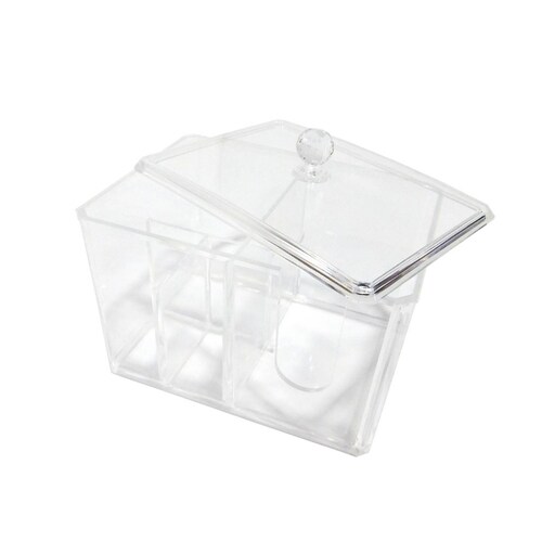 Caja de acrílico con tapa 4 divisiones 