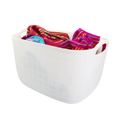 Canasta de plástico grande con asas ovalada 38 x 23.5 x 27 cm 