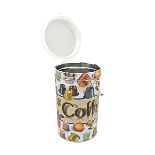 Lata metálica redonda con diseño "COFFEE" 