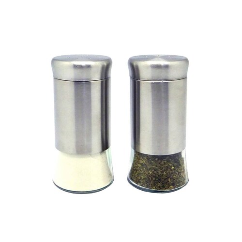 Set de salero y pimentero 2 piezas con tapa de acero inoxidable 