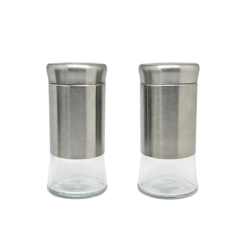 Set de salero y pimentero 2 piezas con tapa de acero inoxidable 