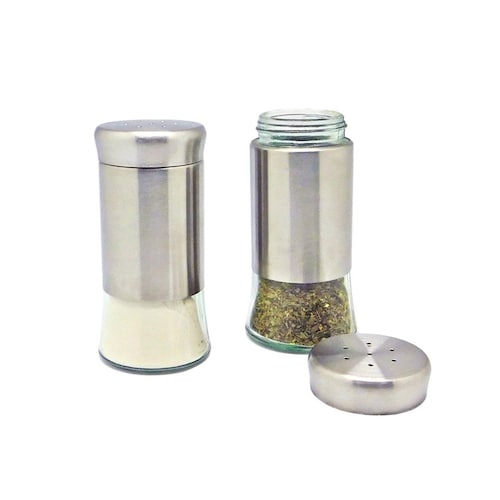 Set de salero y pimentero 2 piezas con tapa de acero inoxidable 