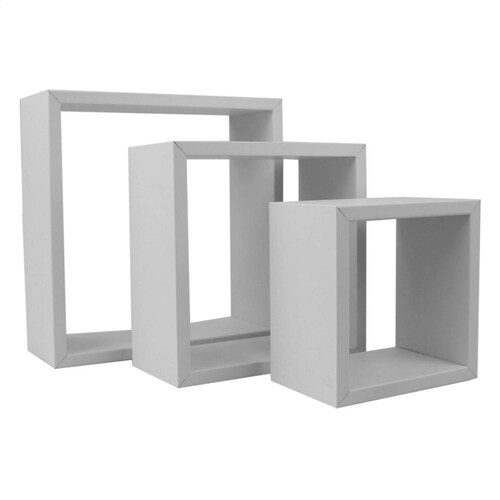 Set 3 repisas flotantes cuadradas minimalista blancas 