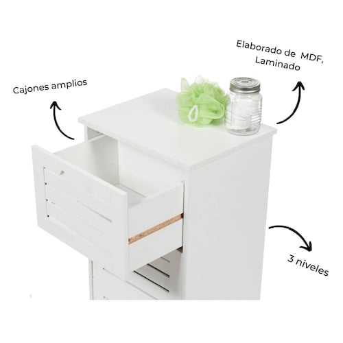 Cajonera, Cómoda Organizadora Color Blanco De Madera 