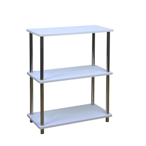 Anaquel Estante Multiusos Madera Con Acero Inoxidable Blanco 