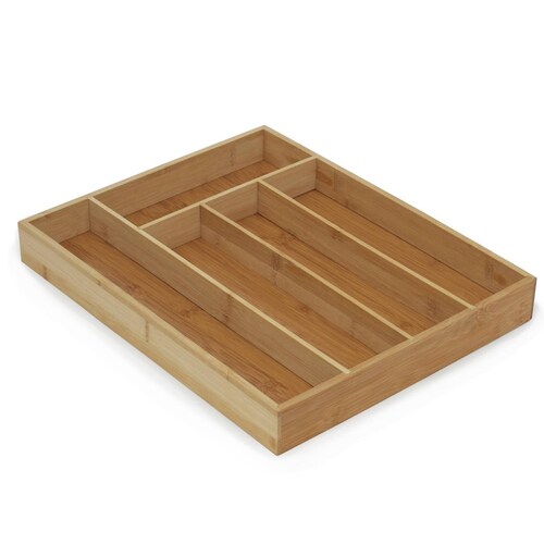 Charola Organizadora De Cubiertos Bambú, 5 Divisiones Cocina 