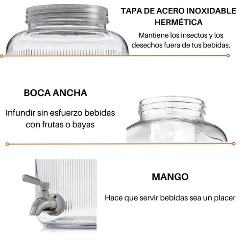 Dispensador de vidrio para agua, 5.6 L 