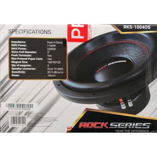 Subwoofer Profesional de Competencia Rock Series RKS-1004OS 2200 Watts 10 Pulgadas 4 Ohms 1100 Watts 