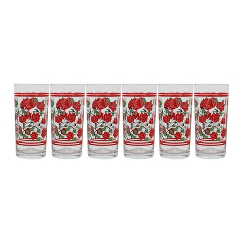 Juego De 6 Vasos Rosas Rojas