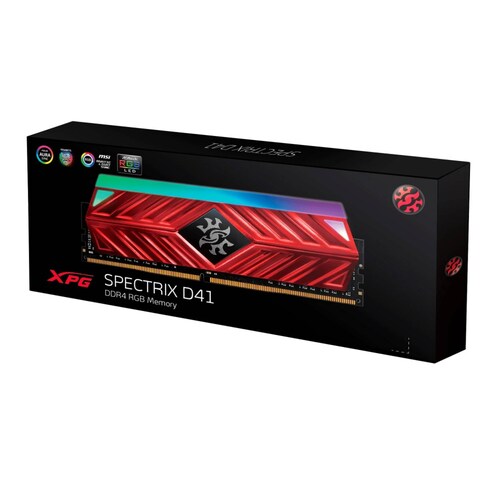Memoria Ram ADATA XPG SPECTRIX D41 RGB DDR4, 3200MHz, 16GB, Disipador Rojo, AX4U3200716G16A-SR41