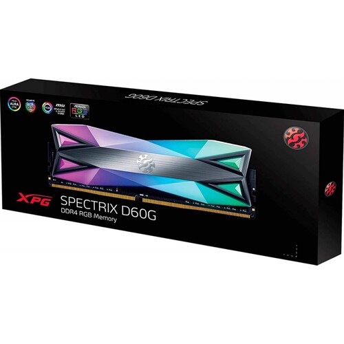 Memoria Ram Adata XPG Spectrix D60G, 8Gb 4133Mhz, DDR4, Pc4-33000, Disipador Con Iluminacion Led RGB (AX4U413338G19J-ST60)