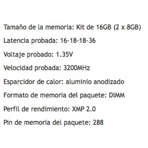 Kit Memoria Ram Corsair Vengeance LPX 16gb (2 x 8gb) 3200Mhz, DDR4, Disipador Negro (CMK16GX4M2B3200C16)