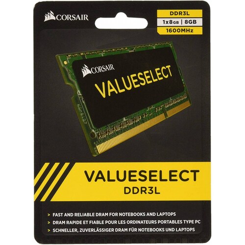 Memoria Ram Sodimm Corsair, DDR3L, 8GB, Bajo Voltaje, 1600MHZ