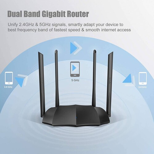 Router inalambrico Tenda AC1200 AC8 Gigabit, 4 antenas 6Dbi, 3 puertos lan, doble banda 2.4GHz 5GHz