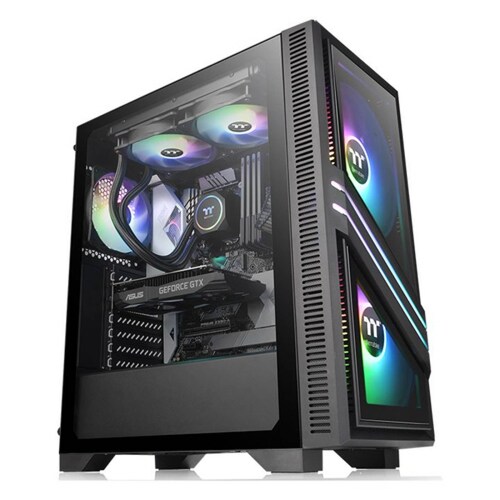Gabinete para PC Thermaltake Versa T35 TG RGB Media Torre, Soporta T. Madre ATX, Micro ATX, Mini-ITX, Ventana Lateral, Fuente de Poder Incluida, Color Negro, (CA-1R7-00M1WN-00)
