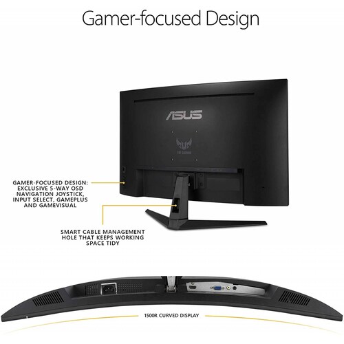 Monitor ASUS 80 cm 31.5 Pulg, Full HD, 1 Vga, 1 HDMI, Curvo, Color Negro, 165 Hz, 1 ms (VG328H1B)