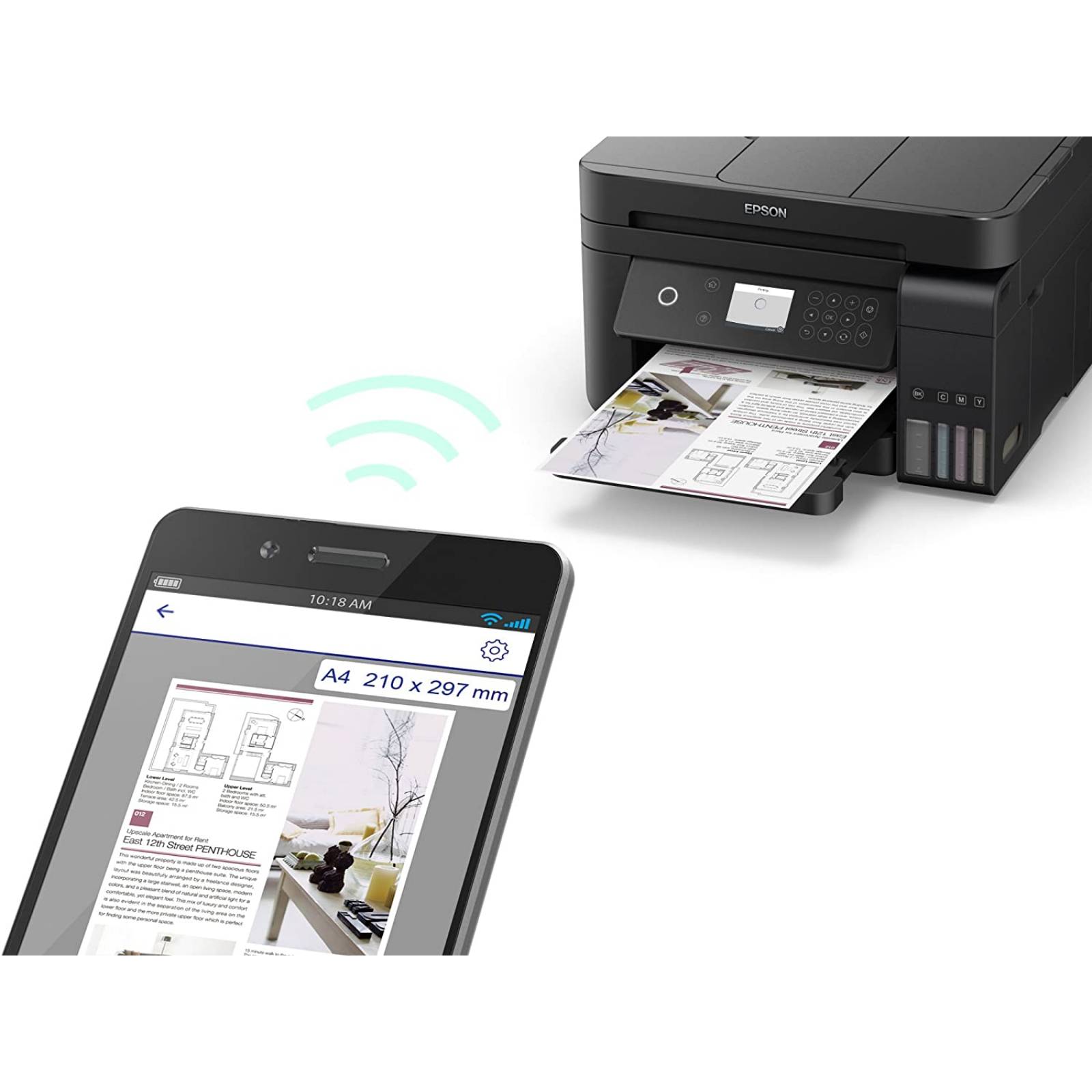 Multifuncional epson l6171, imprime, copia, escanea, wi-fi, ethernet,  tanques de tinta, lcd 2.4\