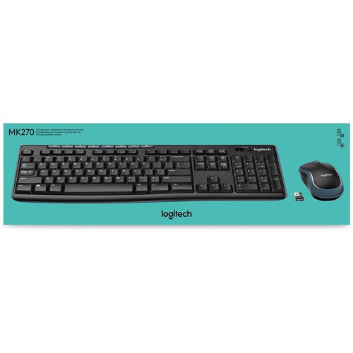 TECLADO Y MOUSE INALAMBRICO LOGITECH MK270 NEGRO MULTIMEDIA, BOTON ENCENDIDO APAGADO, RECEPTOR USB 2.0