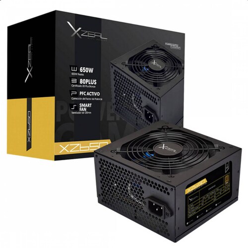 Fuente de Poder Xzeal XZ650, 650w, Certificado 80 Plus Bronce, PFC Activo, Smart Fan 120mm, Atx 20+4 Pin (xzps650b)