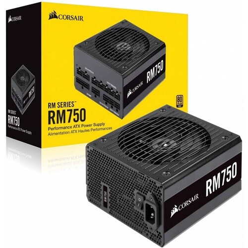 Fuente De Poder Corsair RM750, 750w, Certificacion 80 Plus Gold, Totalmente Modular Refurbished (CP-9020195-NA/RF)