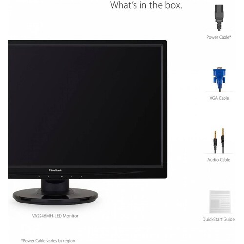 Monitor Viewsonic Value Series 2246mh-LED, 21.5 Pulgadas, Full HD, 1xVga, 1xHDMI, Plana, Color Negro, 50 - 75 Hz, 5 ms