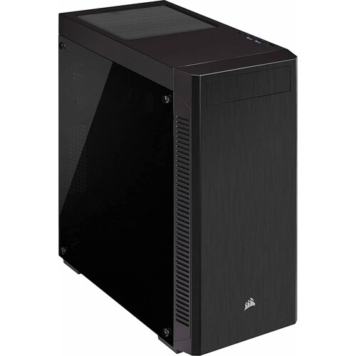 Gabinete Corsair 110R Cristal Templado, Semi-Torre ATX, Ventilador de 120mm Incluido, Negro ranuras de expansion 7+2, bahias 2.5/3.5 sin fuente