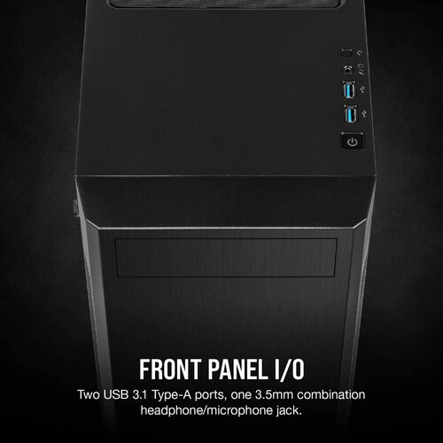 Gabinete Corsair 110R Cristal Templado, Semi-Torre ATX, Ventilador de 120mm Incluido, Negro ranuras de expansion 7+2, bahias 2.5/3.5 sin fuente