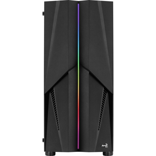 Gabinete Aerocool Mecha RGB, Negro, Media Torre, ATX, micro ATX, mini-ITX, Ventana de cristal, 1 ventilador Trasero 120mm, MECHA-G-BK-V2