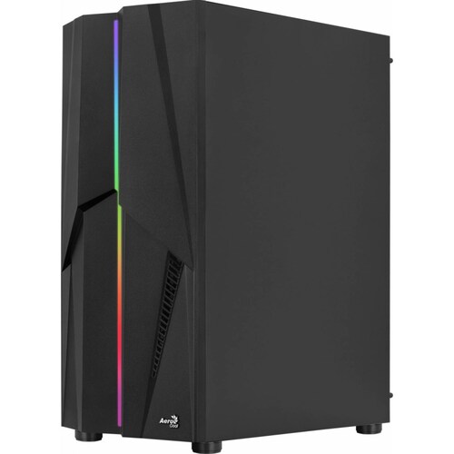 Gabinete Aerocool Mecha RGB, Negro, Media Torre, ATX, micro ATX, mini-ITX, Ventana de cristal, 1 ventilador Trasero 120mm, MECHA-G-BK-V2