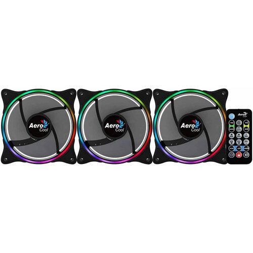 Kit 3pz Ventiladores Aerocool Eclipse 12 Pro RGB, 120mm, 1200RPM, Negro ECLIPSE-12-PRO