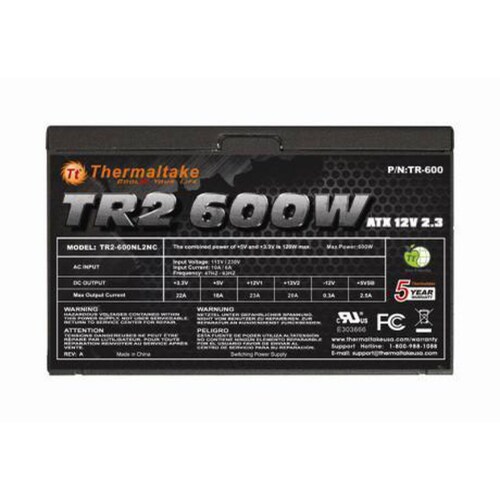 Fuente de Poder Thermaltake TR-600, 600 W, Voltaje de entrada AC 115 - 230, 20+4 pin ATX