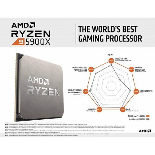 Procesador AMD Ryzen 9 5900X, Socket AM4, 3.70GHz, 64MB, no incluye Disipador 100-100000061WOF