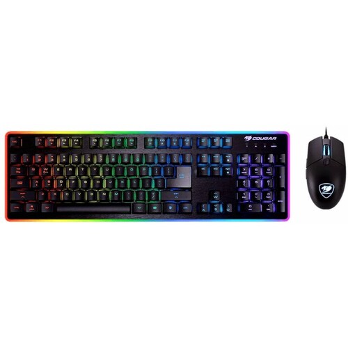 Kit de Teclado mecanico y Mouse Gaming Cougar DEATHFIRE EX, USB, interruptores hibridos, 8 efectos de iluminacion, (37DF2XNMB.0009)