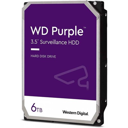 Disco duro Western Digital Purple (WD62PURZ), 6TB, 3.5", SATA 6Gb/s, cache 64MB, 5400 RPM, recomendado para videoviglancia en HD