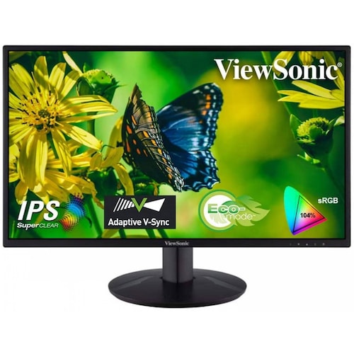 Monitor Viewsonic VA2418 Series, 23.8 Pulg, Full HD, 1xVga, 1xHDMI, Plana, 75 Hz, 5 ms, Negro, VA2418-SH
