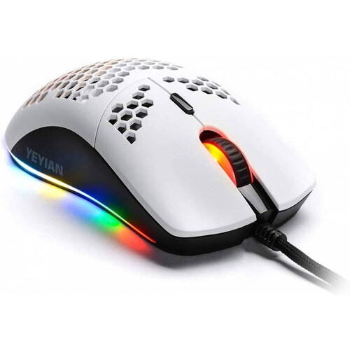 MOUSE GAMER YEYIAN YMG-24311 LINKS 3000, RGB, 6 BOTONES, BLANCO, USB