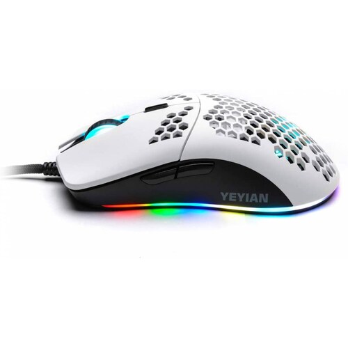 MOUSE GAMER YEYIAN YMG-24311 LINKS 3000, RGB, 6 BOTONES, BLANCO, USB