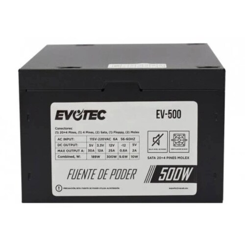 Fuente de Poder EVOTEC EV-500 - Negro, 500 W