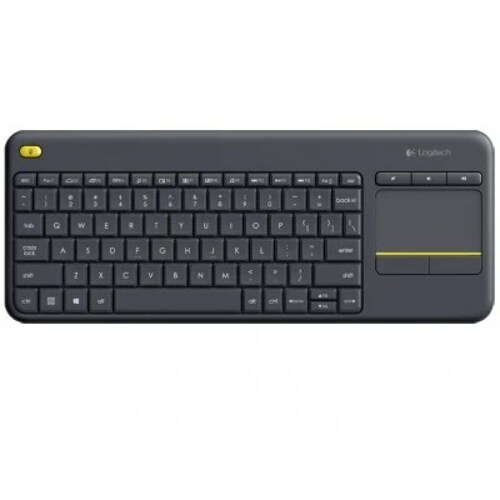 Teclado Inalámbrico Logitech K400 Plus, Touchpad integrado, 10 metros de alcance, teclas multimedia, Negro, Español, RF Unify