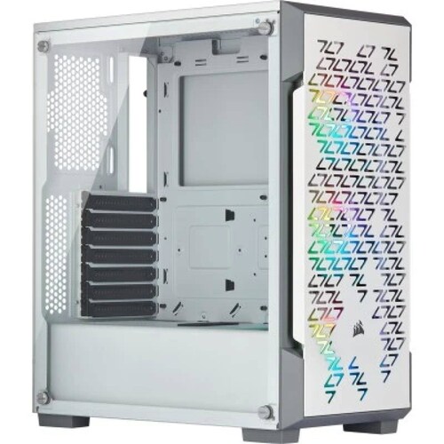 Gabinete corsair iCUE 220t RGB AIRFLOWTG, cristal templado , ranuras de expansion, 2 bahias 2.5 , 2 3.5, sin fuente, Color Blanco (CC-9011174-WW)
