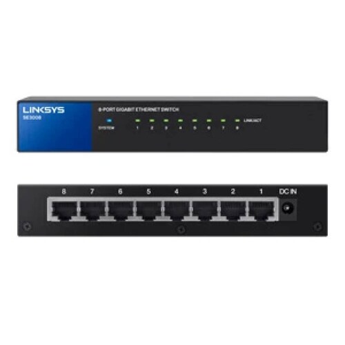 Switch Linksys SE3008, 8 puertos, Gigabit Ethernet (10/100/1000), No administrado