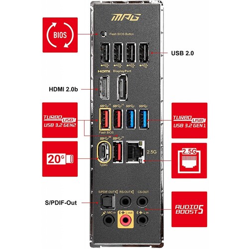 Tarjeta Madre MSI MPG Z590 GAMING FORCE Skt 1200 Intel 11th Gen 2x PCIe 4.0 4x DIMM DDR4 2x PCIe 3.0 6x SATA 8x USB 2.0 4x USB 3.2 Gen 2